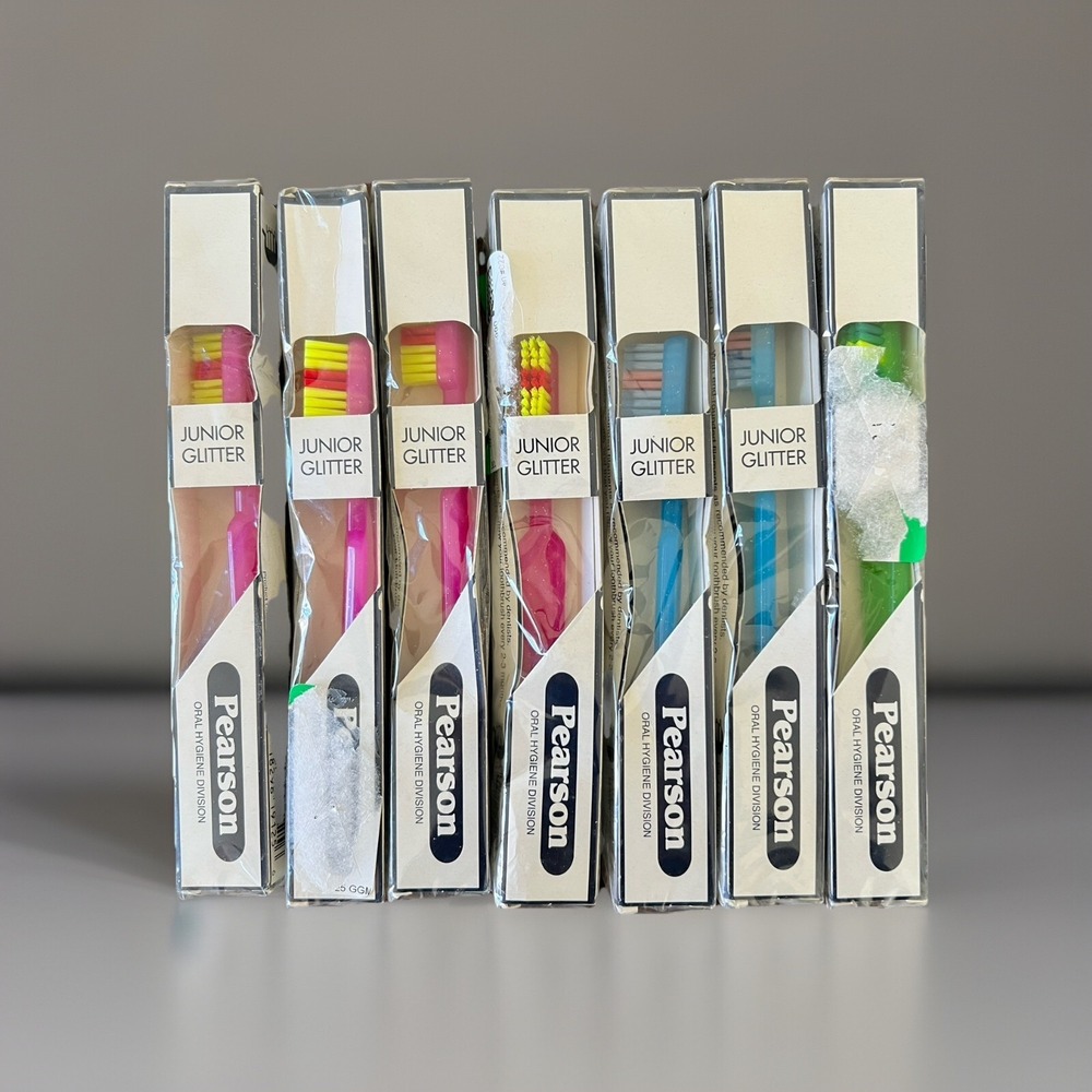 Pearson Junior Glitter Toothbrushes Lot of 7 NOS‎ Vintage New in Box